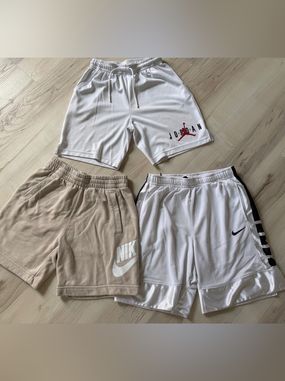 3 pack Nike and Jordan Athletic Shorts with Red Logo Accent-size Large boys